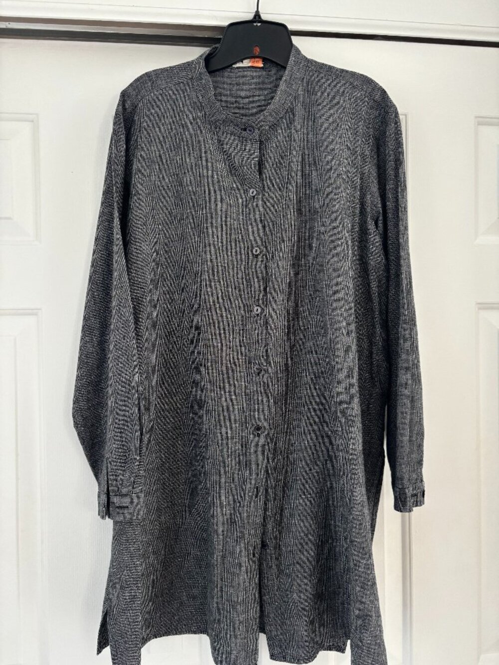 EUC Eileen Fisher black/white check tunic sz XL